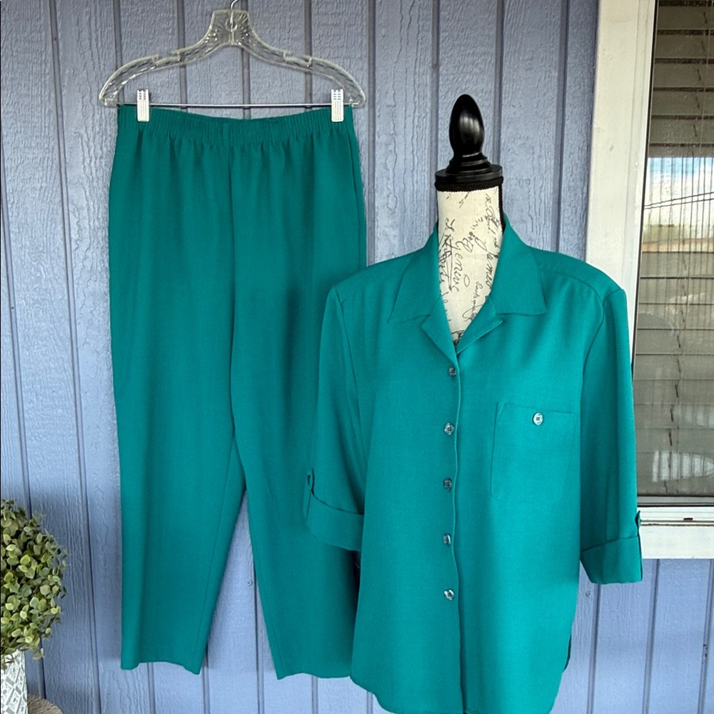 Allison Daley Teal Trousers and Shirt Set